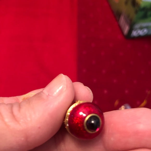 Faberge Silver 925 egg. In Ruby Red Enamel with clear rhinestones and amber 1 to - Picture 2 of 4